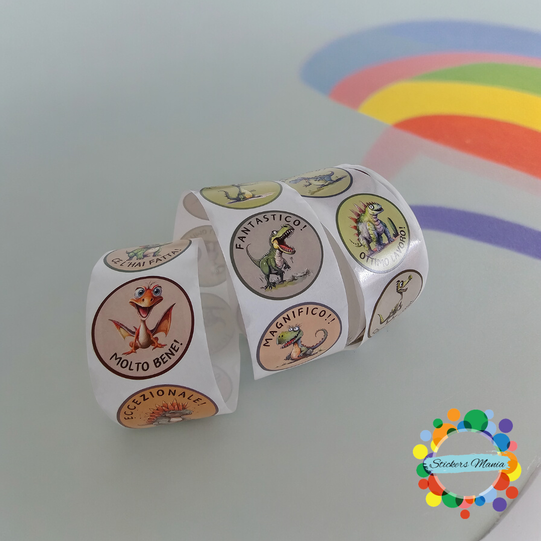 Sticker Motivazionali in italiano DINOSAURI - Adesivi Ricompensa