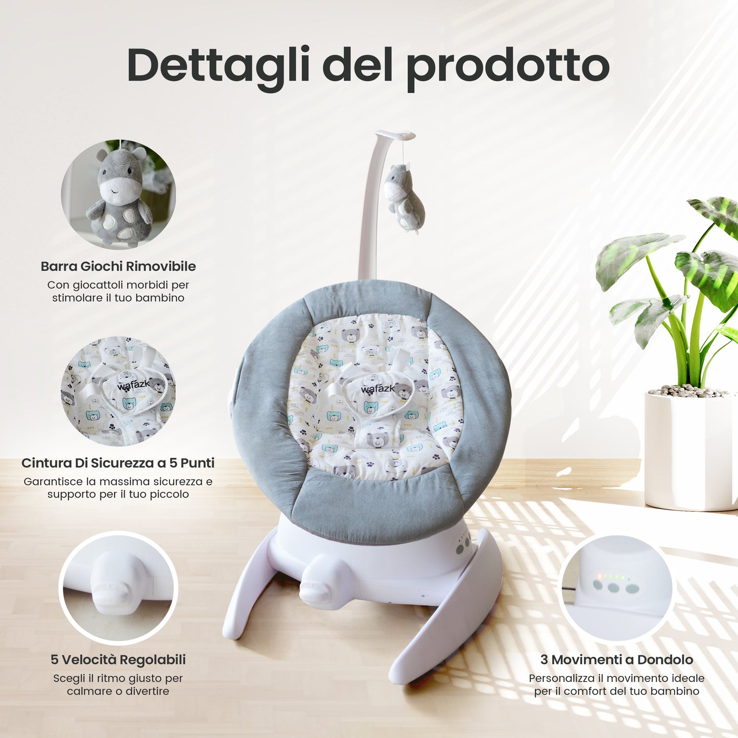 Sdraietta neonato elettrica con musica + mussole in omaggio