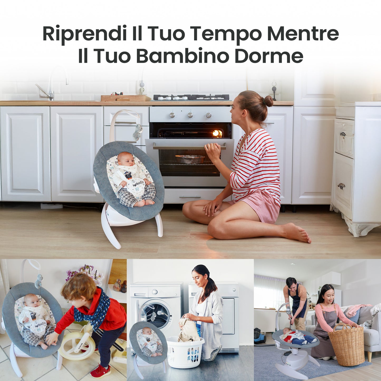Sdraietta neonato elettrica con musica + mussole in omaggio