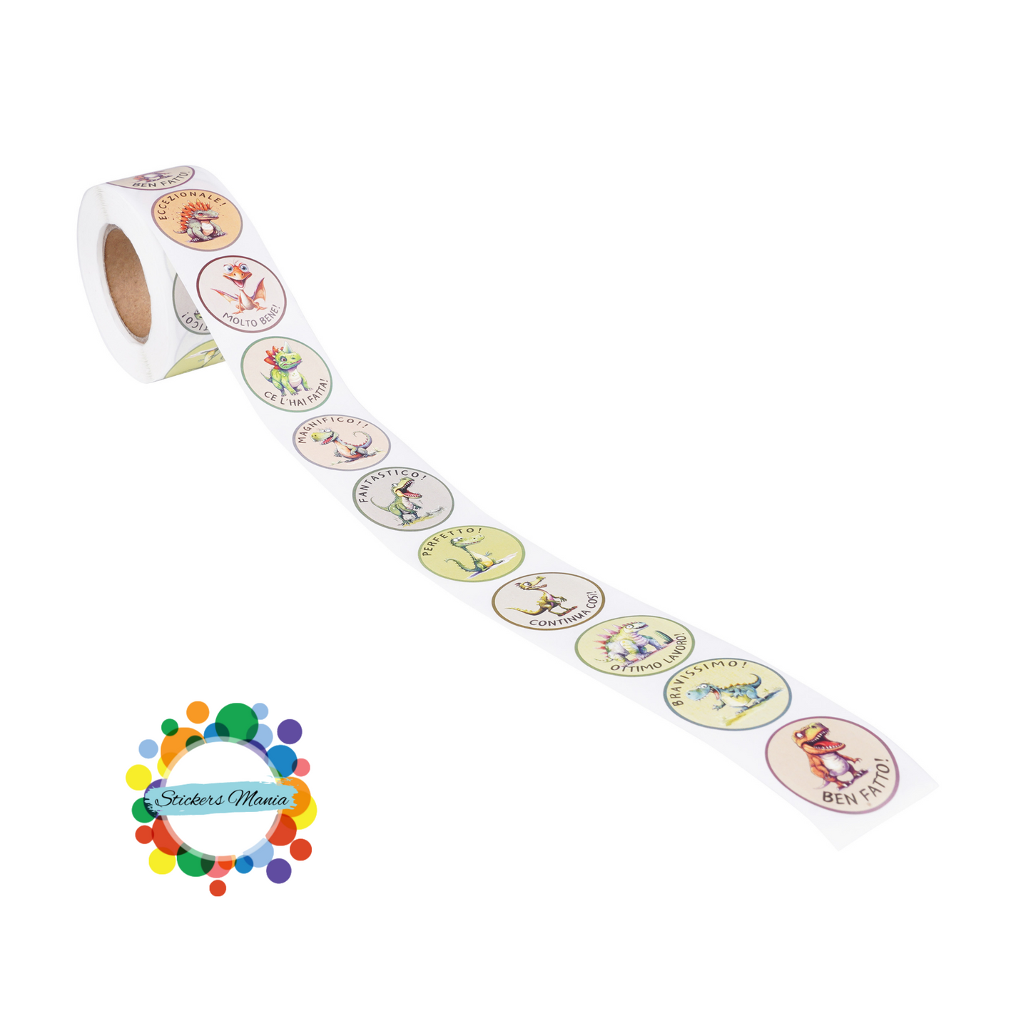 Sticker Motivazionali in italiano DINOSAURI - Adesivi Ricompensa
