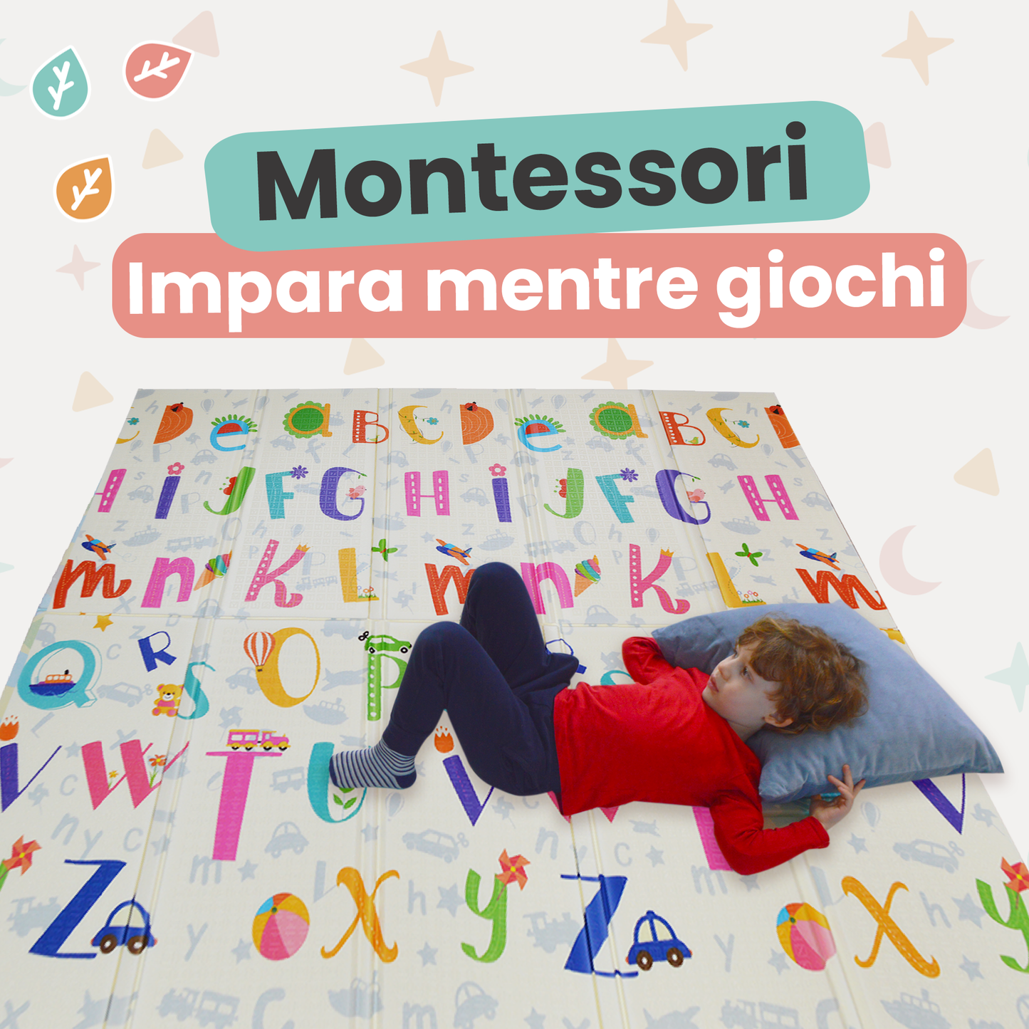 Tappetino gioco per neonati con Lettere e Animali