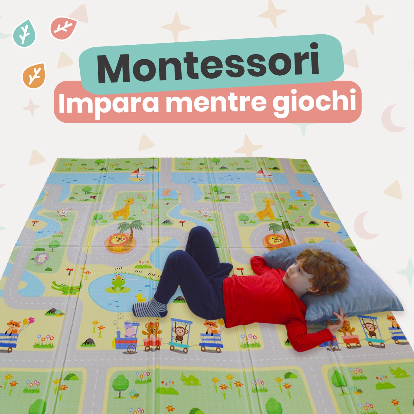 Tappetino gioco per neonati con Zoo e Colline