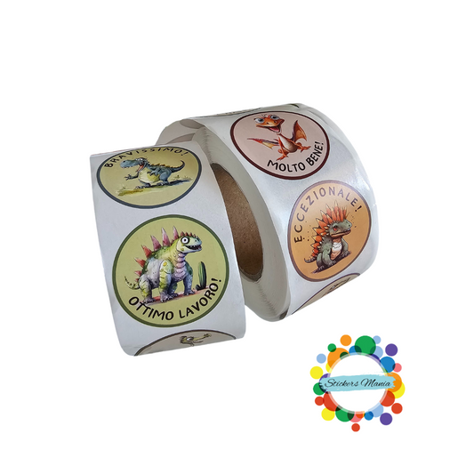 Sticker Motivazionali in italiano DINOSAURI - Adesivi Ricompensa