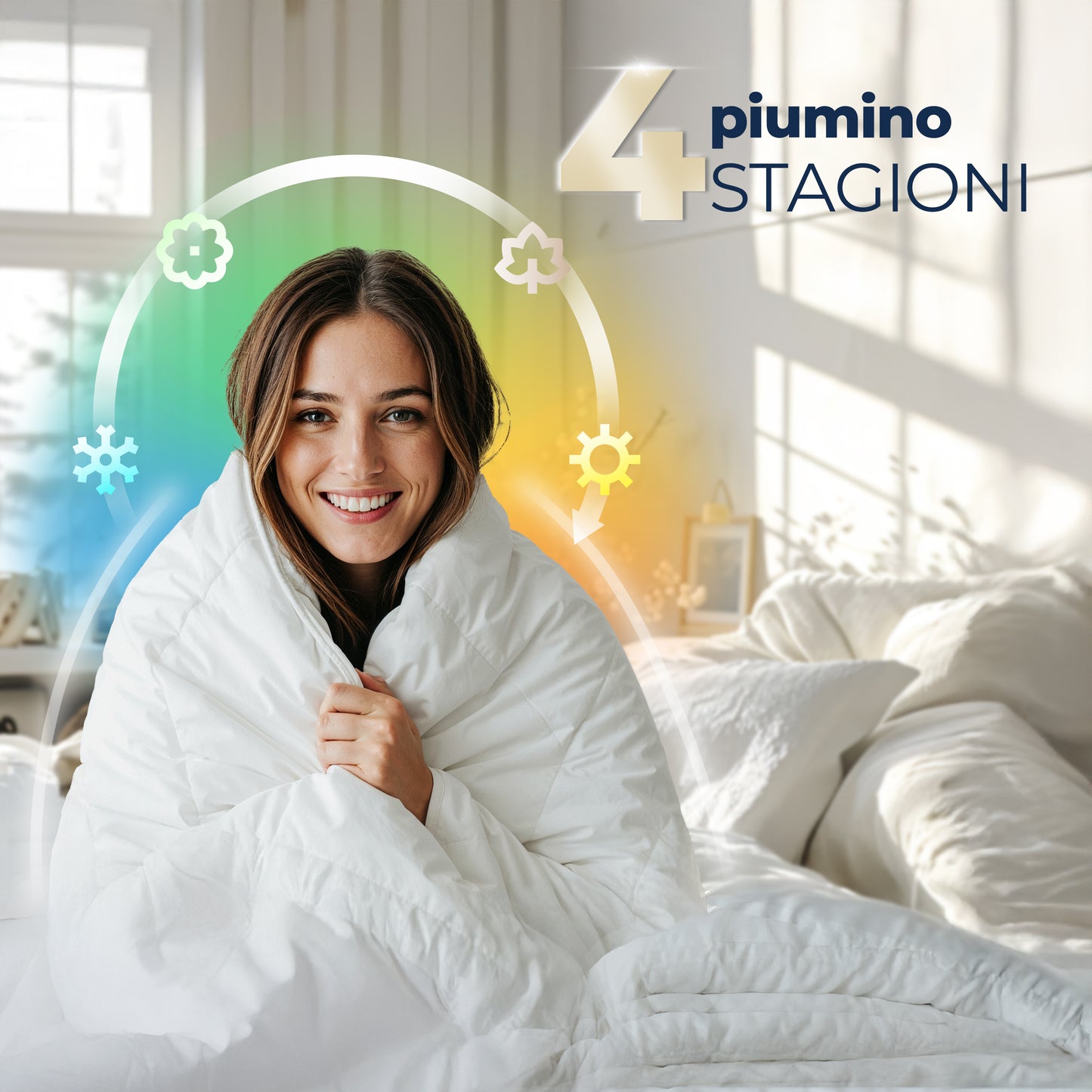Piumino Matrimoniale in Cotone Percalle - 4 stagioni