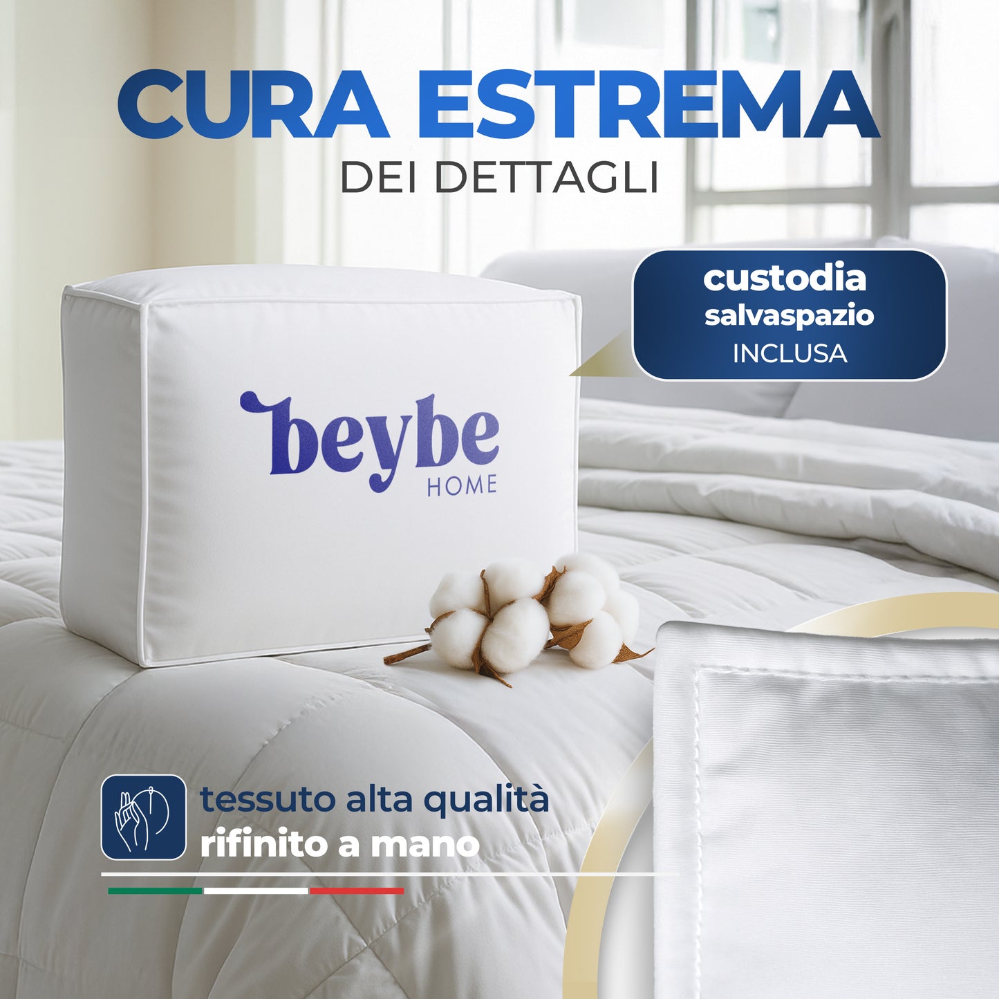 Piumino Matrimoniale in Cotone Percalle - 4 stagioni