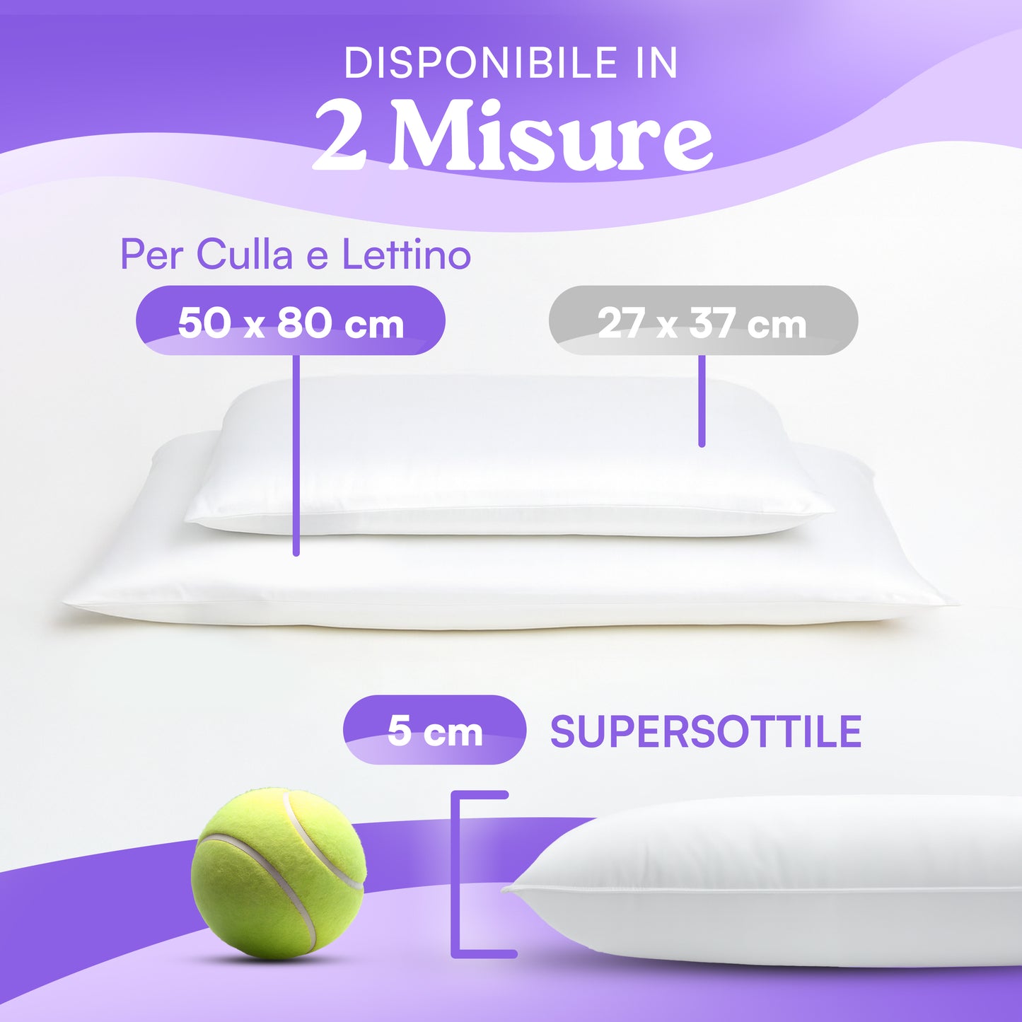 Cuscino Basso per Dormire 50x80 Altezza solo 5 cm