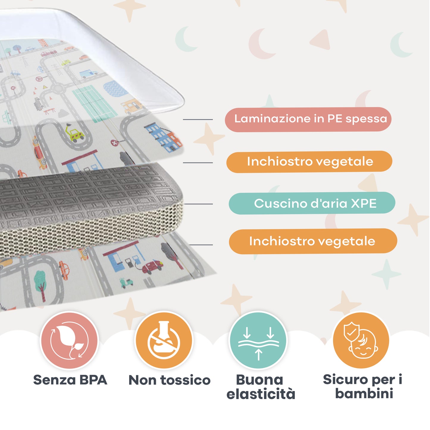 Tappetino gioco per neonati con Pista e Montagne