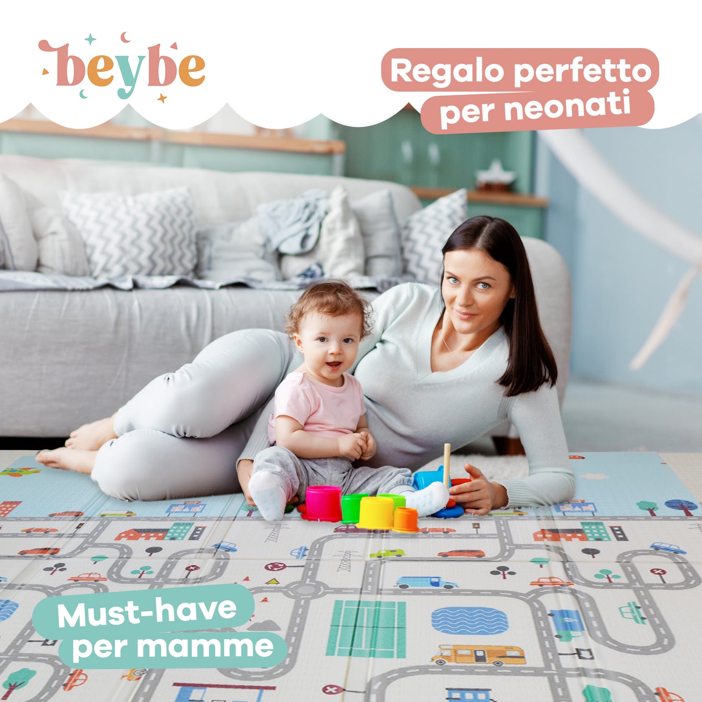 Tappetino gioco per neonati con Pista e Montagne