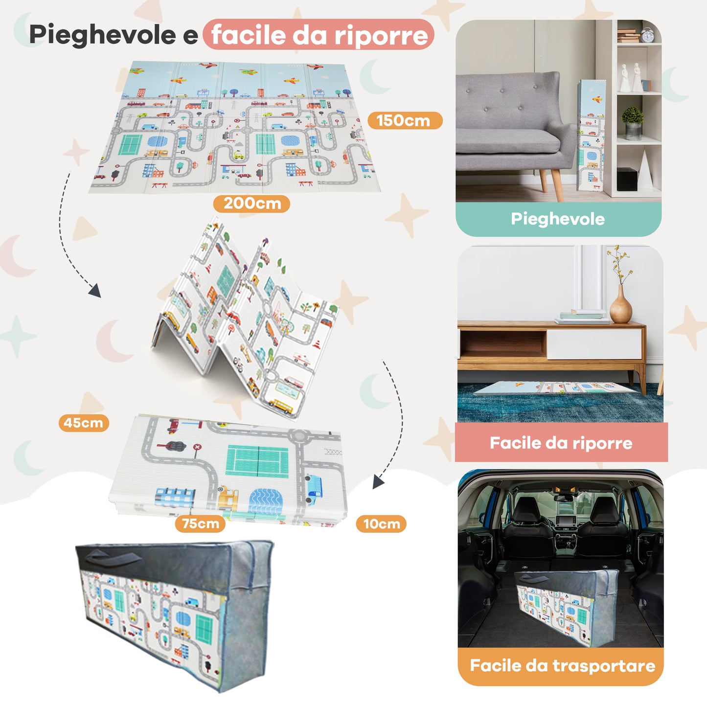 Tappetino gioco per neonati con Pista e Montagne