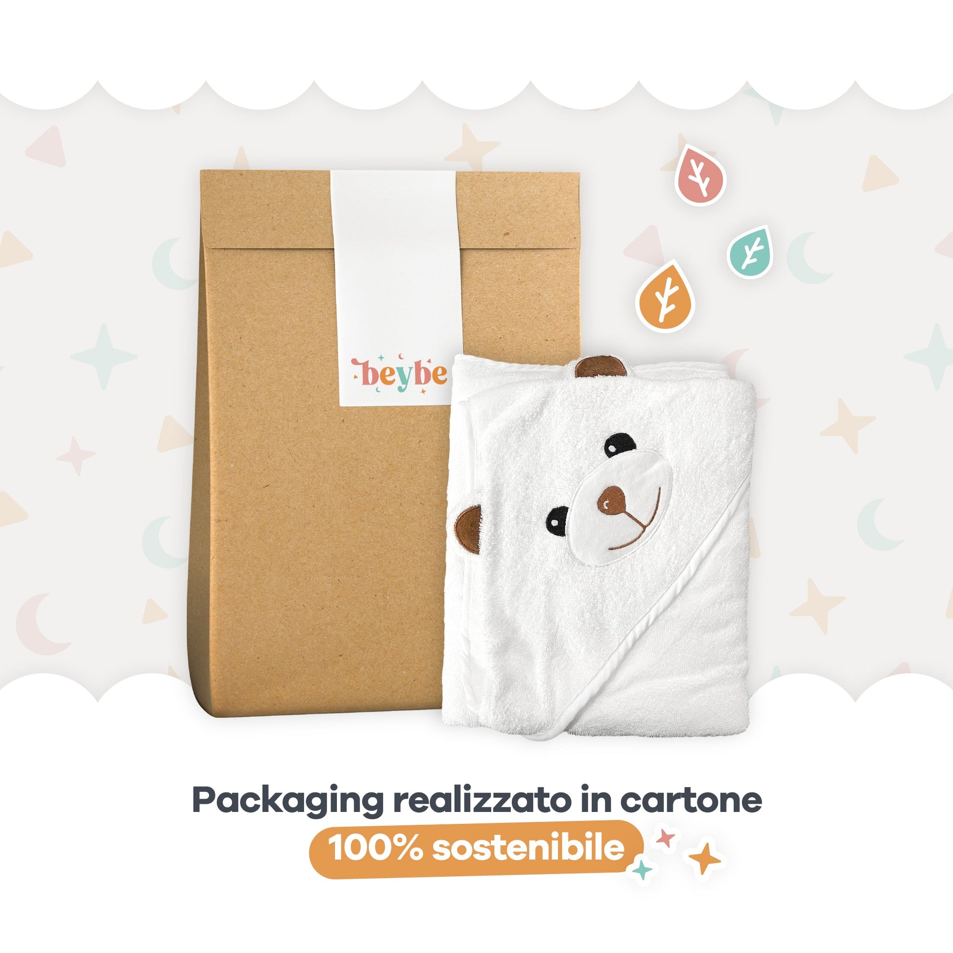 Accappatoio bambino con cappuccio in puro cotone a fantasia Accappatoio bambino con cappuccio in puro cotone a fantasia